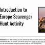 Europe Scavenger Hunt Worksheet