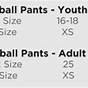 Easton Size Chart Baseball Pants