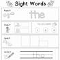 Kindergarten Sight Words Nc