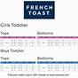French Toast Uniform Size Chart