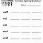 Kindergarten Spelling Words Printable