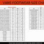 Male Vans Running Shoes Size Chart