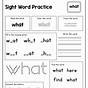 Kindergarten Worksheets Sight Words