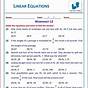 Linear Equations Worksheets Grade 8