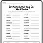 Martin Luther King Questions Worksheets