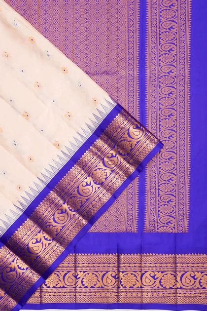 Gadwal Silk Butta White Saree | Kankatala