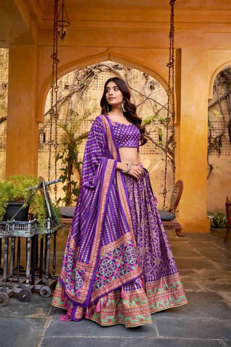 Samaira Purple Color Tasar Silk Iconic Sparkle With Lace Work Lehenga ...