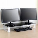 Large Double Monitor Riser Stand PC/iMac Screen TV Display Shelf Black ...