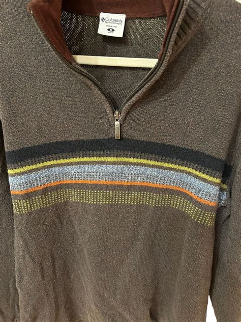 Columbia Men’s Sweater Wool/Ramie Blend Brown Pullover Sz Medium 1/4 ...