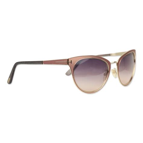 Tom Ford Nina Pink Gold Brown Gradient Tinted Lenses Cat Eye Sunglasses ...