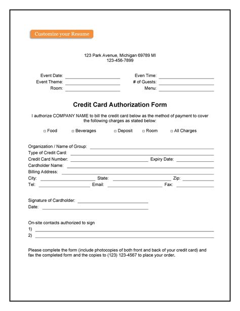 Free Printable Credit Card Authorization Form PDF Easy Use - Printables ...