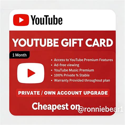 Youtube Premium Giftcard, Video Gaming, Gaming Accessories, Game Gift ...
