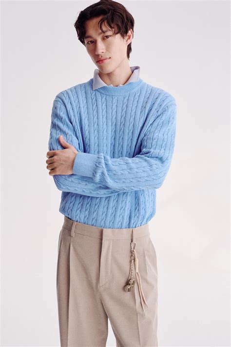 Regular Fit Cable-knit jumper - Light blue - Men | H&M IN