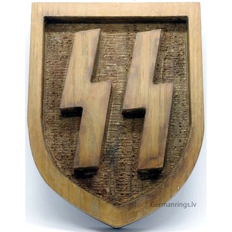 WWII German Wooden Wall Plaque with SS Runes – Oak – D.R.G.M.