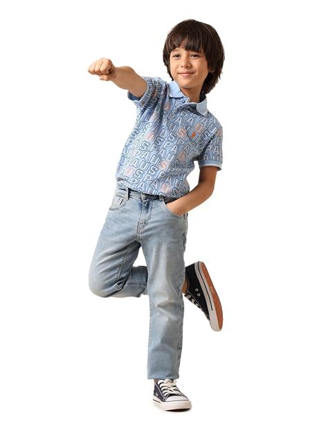 Buy USPA Kids Boys Brand Printed Regular Fit Polo Shirt (UKTSH1916 ...