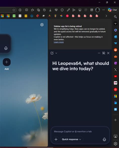 Microsoft is apparently deprecating the sidebar app list in Edge. A new ...
