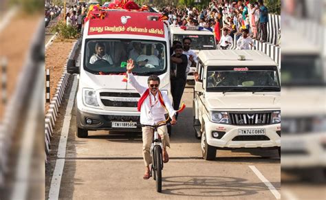 Vijay's cycle campaign draws eyeballs in Tamil Nadu, critics say "stunt"