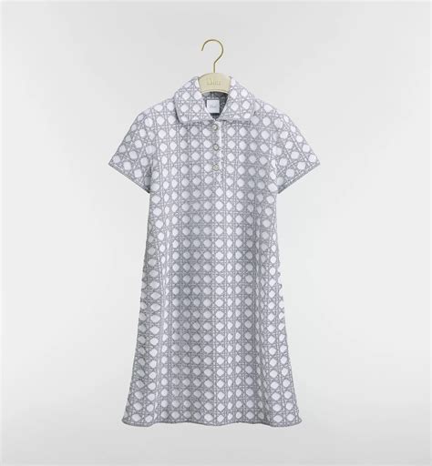 Short Macrocannage Dress Light Blue Cotton-Blend Bouclé Knit | DIOR