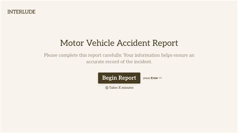 Motor Vehicle Accident Report Form Template