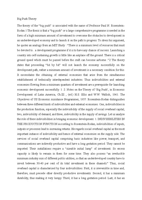 Big Push Theory: Analyzing Economic Development Challenges - Studocu