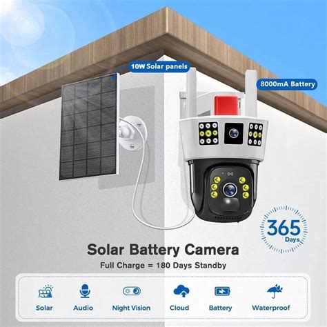 Cámaras de seguridad solares inalámbricas VERTO V380pro 6K para exteriores con tres lentes de