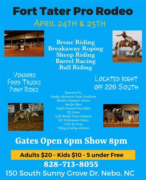 Fort Tater Pro Rodeo, 150 south sunny grove drive Nebo nc, 24 April to ...