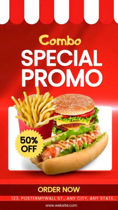 Plantilla de Red Fast Food Promotion Instagram Story Video | PosterMyWall