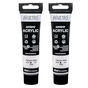 BRUSTRO Artists Acrylic Paint Tube | 40ml, Titanium White (Pack of 2 ...