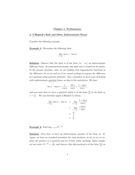L'Hôpital's Rule & Indeterminate Forms - Calculus Examples