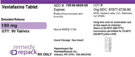 Product Images Venlafaxine Photos - Packaging, Labels & Appearance