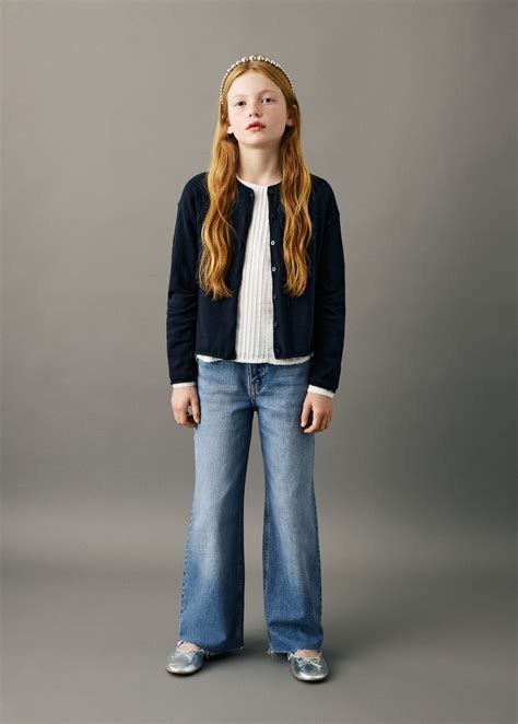 Wide leg jeans with frayed hem - Kids | MANGO Rwanda