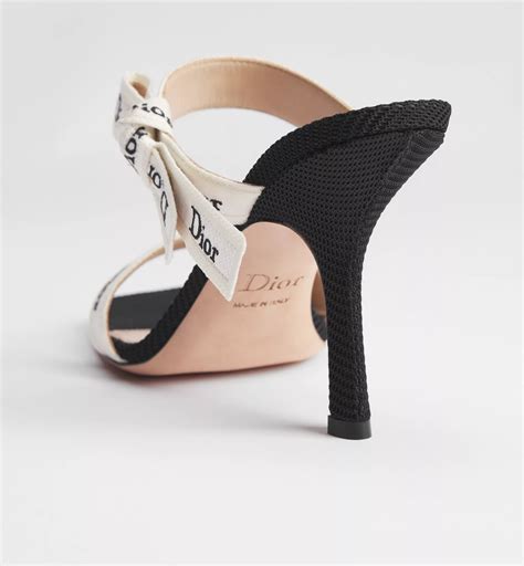 Heeled Sandal with J'Adior Straps Black Embroidered Cotton | DIOR