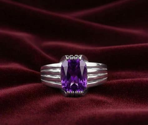 Buy AAA Amethyst Gemstone Ring: Handmade 925 Sterling Silver Men's Ring ...