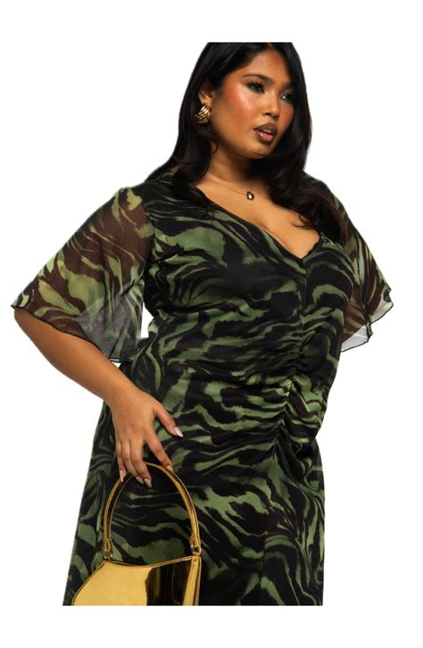 FASHION-SZN CURVE Plus Size Zebra Print Mesh Midi Dress | Nordstrom