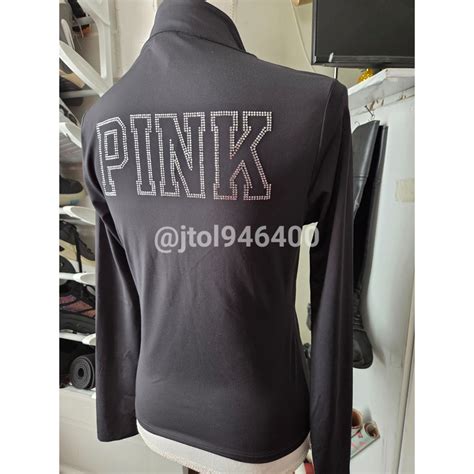Victoria Secret PINK Black Bling Relay Jacket Size XL Limited Edition ...