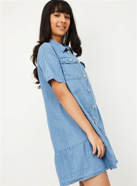 Buy Girls Solid Denim Dress Online at just Rs. 899.0 - 1000015380029 ...