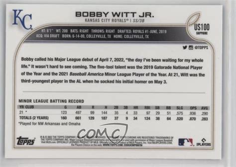 Topps Chrome Update Sapphire Edition Bobby Witt Jr Us Rookie