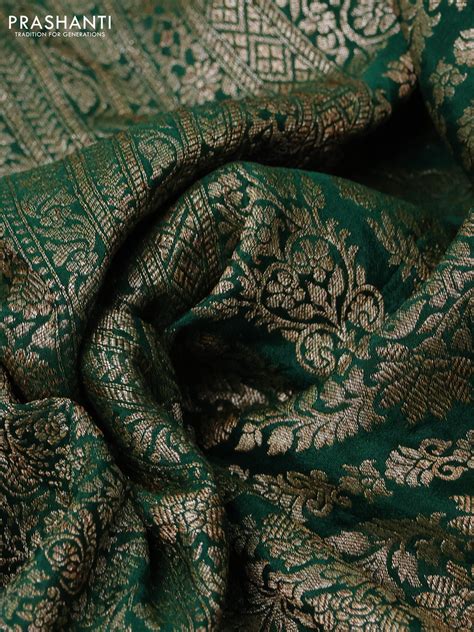 Banarasi crepe saree green with allover thread & zari weaves and woven ...