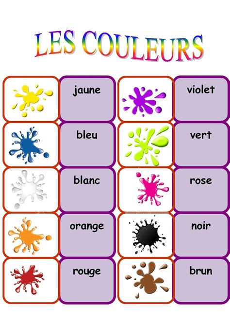 Apprendre Les Couleurs En Français Pdf