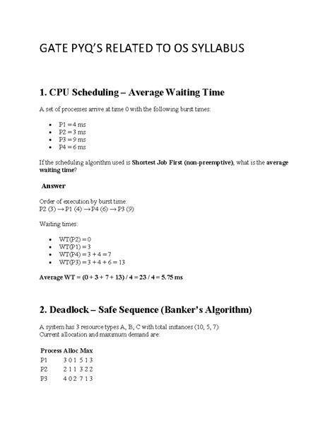 GATE PYQ: OS Syllabus - CPU Scheduling, Deadlock, Memory Mgmt & More ...