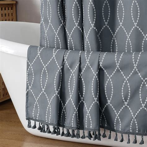 Amazon.com: OVZME Dark Grey Shower Curtain for Bathroom, Puff Printed ...