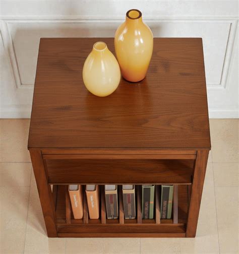 Wooden Twist Mango Wood & HDHMR End Table with Magazine Rack and Open ...