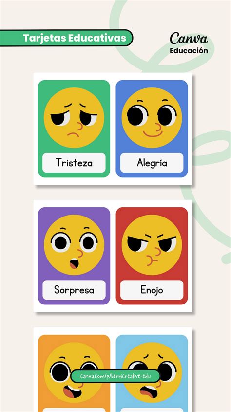 Plantilla de Tarjetas Educativas Editable en Canva | Emociones ...