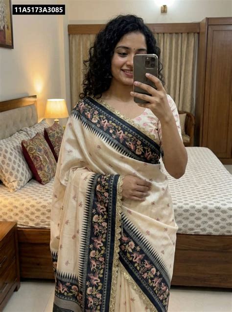 Tusser Silk Digital Print Saree for Women | Festive Wear – TREND BUY