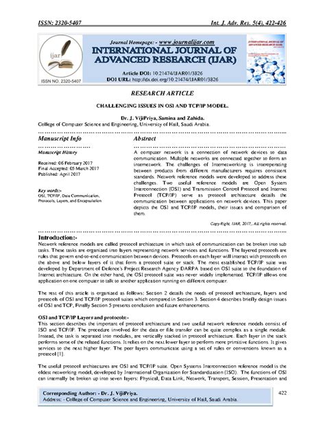 Challenging Issues in OSI and TCP/IP Models: A Comparative Study - Studocu