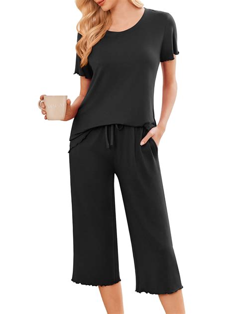 Avidlove Women's Capri Pajama Sets Short Sleeve Two-Piece Pjs V Neck ...