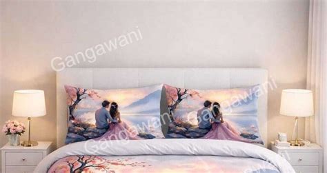 GANGAWANI Cotton Double Flat 300 TC 7D Digital 1 Bedsheet with 2 Pillow ...