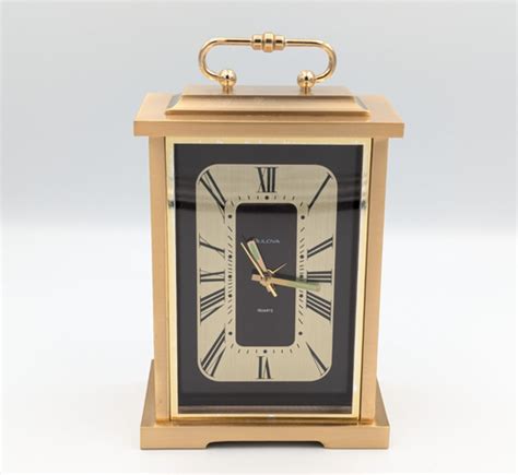 Bulova Brass Carriage Style Quartz Alarm Clock Desk Mantle Japan Model ...