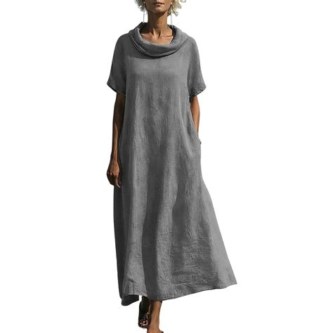 Axiiglly Women's Dresses Short Sleeve Round Neck Linen Dresses 2026 ...