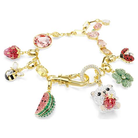 Idyllia bracelet, Mixed cuts, Mixed motifs, Multicolored, Gold-tone plated